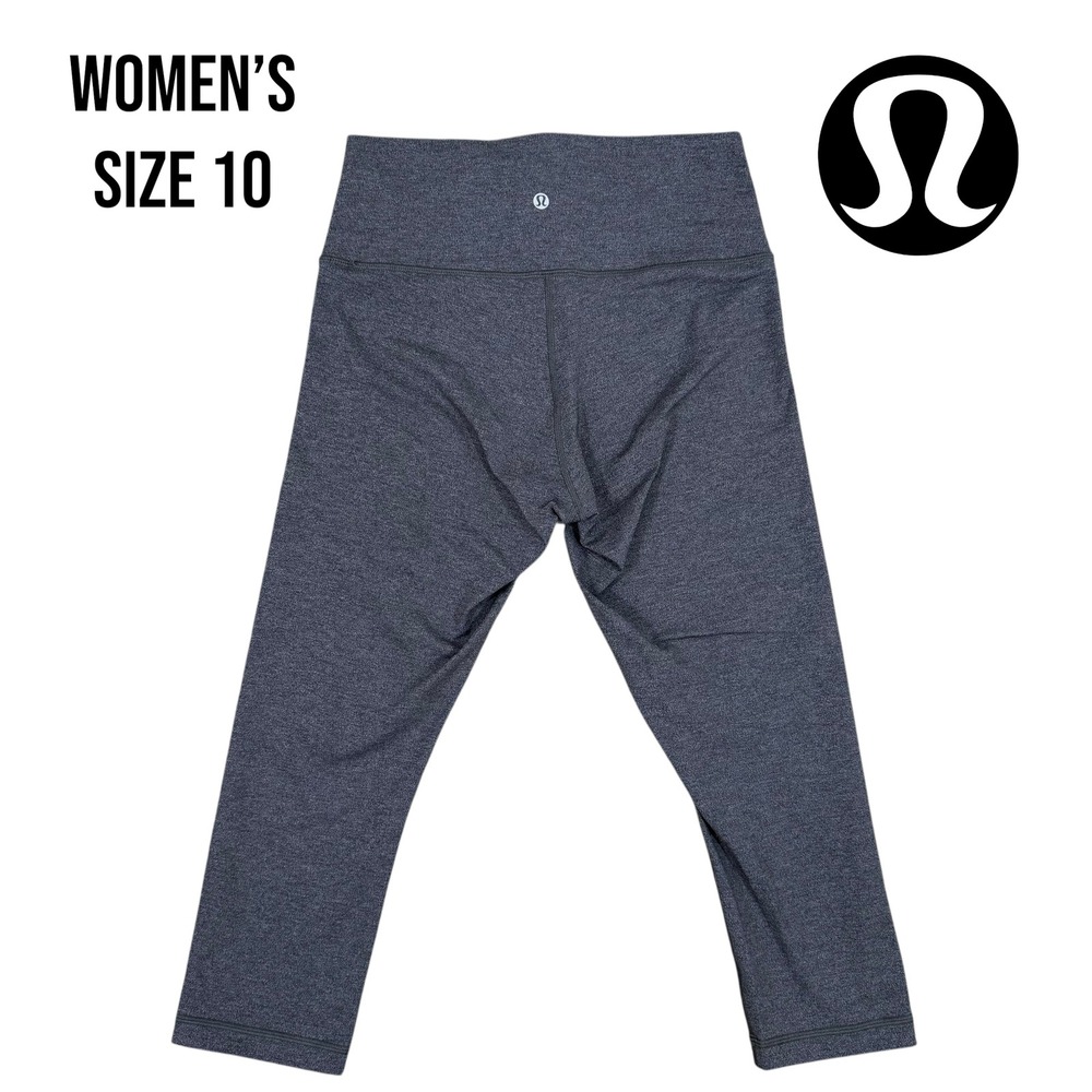 Lululemon Wunder Under Crop Leggings‎ Gray Size 10 Women's High Rise Athleisure